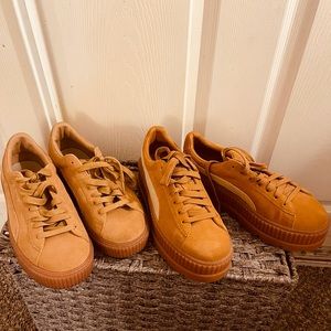 Puma Cleated creeper women’s/Puma Platforms in Oatmeal Brown-Gold